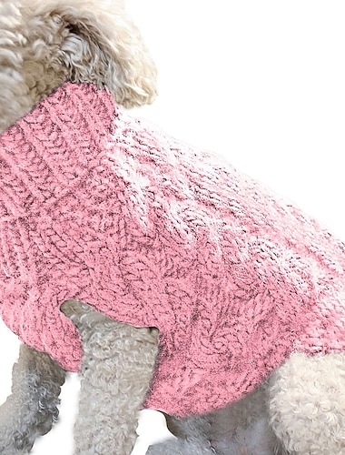  מעיל כלב, nmch סוודרים לכלב קטן סרוגים סוודרים לחיות מחמד חתול כלב סוודרים חמים סווטשירט לכלב בגדי חורף חתלתול גור סוודרים כלבים צווארון גולף(כחול,l)