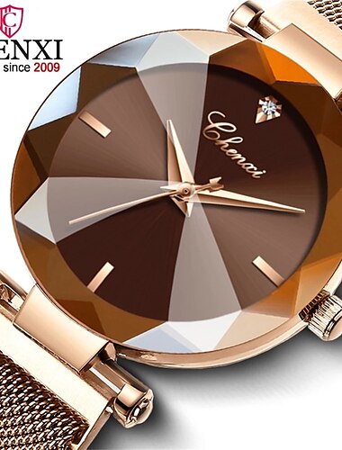  Reloj de cuarzo chenxi para mujer, 4 colores, geometría de corte de gemas, cristal de lujo, relojes de cuarzo para mujer, reloj de vestir para mujer
