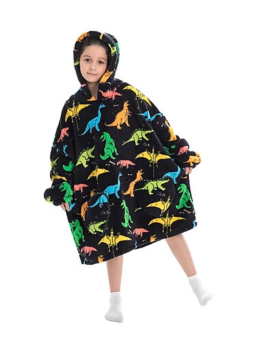  Kinder Erwachsene Zeichen Übergroße Hoodie-Decke Tragbare Decke mit Tasche Dinosaurier Zebra Nilpferd Pyjamas-Einteiler Kigurumi-Pyjamas Für Herren und Damen Jungen und Mädchen Karneval Maskerade
