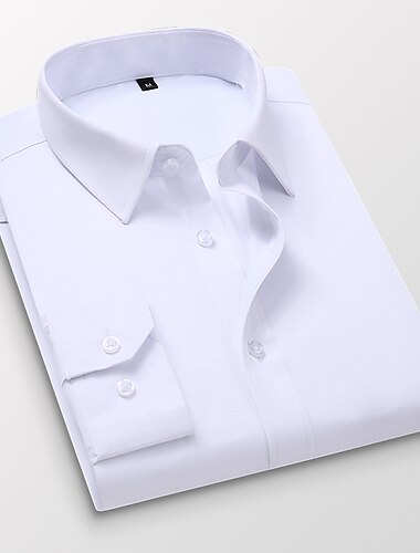  Men's Dress Shirt Button Up Shirt Collared Shirt Black White Dark Blue Long Sleeve Plain Collar Spring Fall Wedding Party Clothing Apparel