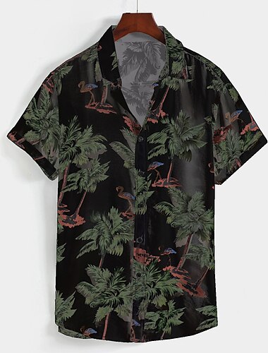 Men's Coconut Tree Palm Tree Tropical Plants Shirt Summer Hawaiian Shirt Aloha Shirt Short Sleeve Shirt Collar Hawaiian Designer Casual Outdoor Street Daily White Light Green Pink S M L