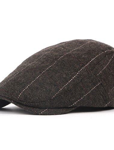  Herren Schiebermütze Tweed-Mütze Schwarz Kaffee Baumwolle Perlenbesetzt Spleißen Einfach Schick & Modern Retro Strasse Alltagskleidung Wochenende Streifen Tragbar Komfort Modisch