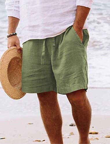  Herren Shorts Kurze Hosen Sommer-Shorts Strandshorts Kurze Hosen Kordelzug Elastische Taille Gerade geschnitten Glatt Komfort Atmungsaktiv Kurz Täglich Strand Modisch Schick & Modern Schwarz Gelb