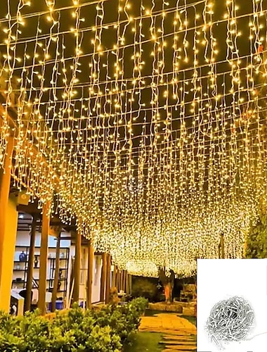  Luzes de corda de gelo luzes de natal decorações ao ar livre 3x0.8m led solar guirlanda luz de cortina ao ar livre interior 8 modos com controle remoto para festa de casamento