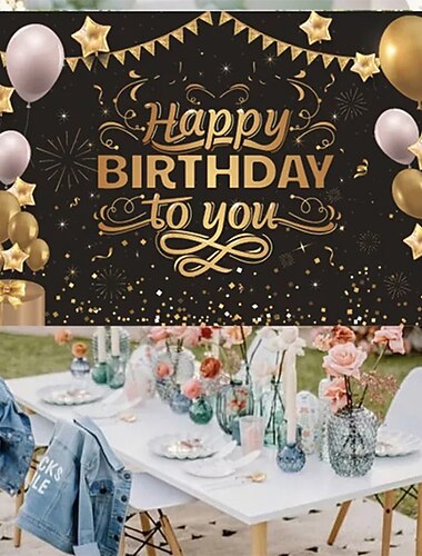  Große Größe 180 * 120 cm Happy Birthday Banner Geburtstagsfeier Hintergrund Ammer Girlande Banner Flaggen Jubiläum