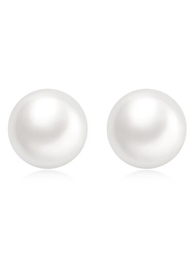  Women's White Freshwater Pearl Stud Earrings Fine Jewelry Classic Precious Stylish Simple S925 Sterling Silver Earrings Jewelry White For Wedding Engagement 1 Pair