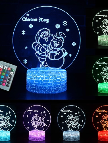  3d julenattlys gavelys snømann nattbordslampe for barn soverom peis bordpynt hjem julepynt og gave til barn