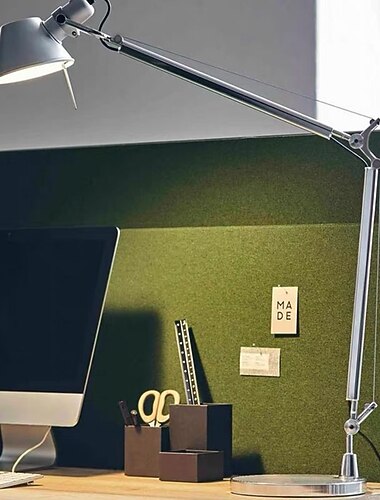  スイングアームテーブルランプ led シルバーテーブルランプデスクトップ用アルミ e27 柔軟な調節可能なアイケア研究オフィステーブルランプ