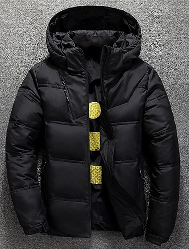  Herren Wintermantel Winterjacke Daunenjacke Steppjacke Tasche Büro & Karriere Date Alltagstauglich Außenbereich Lässig Sport Winter Einfarbig Dunkelgrau Schwarz Pufferjacke