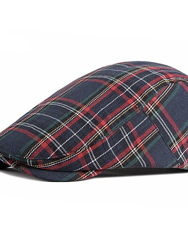  Herren Schiebermütze Rote Marineblau Polyester Einstellbare Schnalle Bedruckt Einfach 1920er Jahre Mode Urlaub Strasse Alltagskleidung Wochenende Plaid Tragbar Komfort Modisch
