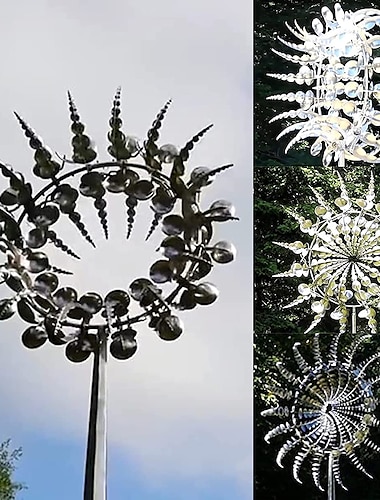  Unique and Magical Metal Windmill - 3D Outdoor Wind Kinetic Sculpture Move with The Wind - Metal Wind Spinners Suitable for Garden Terrace Lawn Yard Landscape Decoration