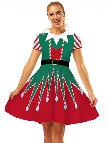  julenissen Mrs.Claus Fancy julekjole Dame 1950-tallet Familiematchende antrekk Voksne Jul Maskerade julaften Jul Fest Kjole