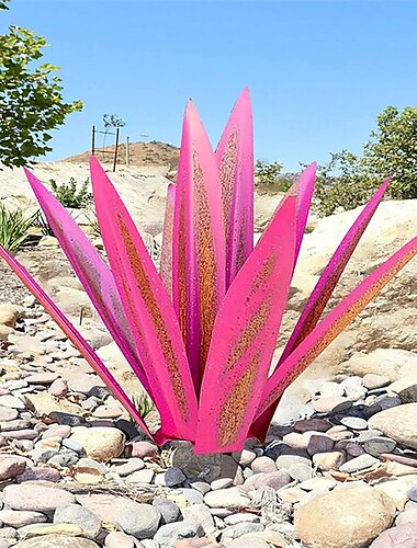  Rustikale Tequila-Skulptur, DIY-Metall-Agaven-Kunstpflanze für den Garten, rustikale handbemalte Metall-Agaven, Garten-Kunst-Dekorationsstatue, Heimdekor für Gartenpfähle, Gartenfiguren, Außenterrasse