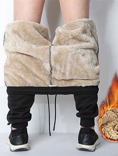  Ανδρικά Σέρπα Παντελόνι Fleece Αθλητικές Φόρμες Τζόγκκερ Χειμωνιάτικο παντελόνι Τσέπη Κορδόνι Ελαστική μέση Σκέτο Ζεστό Moale Causal Καθημερινά Μοντέρνα Κομψό στυλ street Μαύρο / Άσπρο Μαύρο