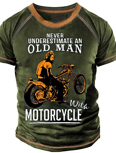  Męskie Graficzny Litera Motosiklet Podkoszulek Śmieszne koszulki Koszulki ze sloganem Krótki rękaw Podkoszulek Druk 3D Półgolf Koszula Zabytkowe Moda Podstawowy Ulica Codzienny Sport Czarny Niebieski