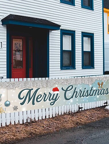  god julebanner, utendørs julebannerdekorasjoner, hengende juledekor utendørs og innendørs, tilbehør til festdekorasjoner til juleferien 300*50 cm (10 fot*18,9 tommer)