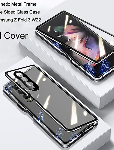  هاتف غطاء من أجل سامسونج جالاكسي Z Fold 5 Z Fold 4 Z Fold 3 حالة الامتزاز المغناطيسي قلب مرآة شفاف شفاف زجاج مقوى معدن