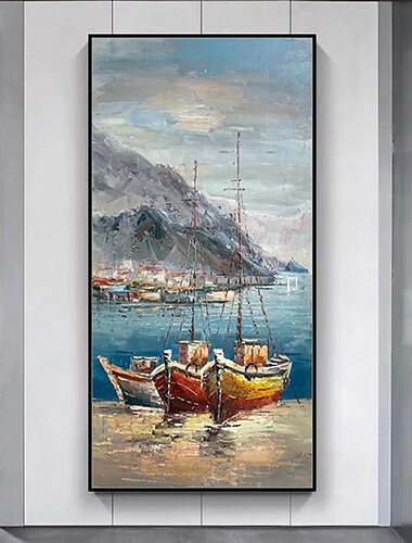  Mintura Dipinti Ad Olio Di Paesaggio Di Barca Fatti A Mano Su Tela Decorazione Di Arte Della Parete Quadri Astratti Moderni Per La Decorazione Domestica Pittura Arrotolata Senza Cornice Non Allungata