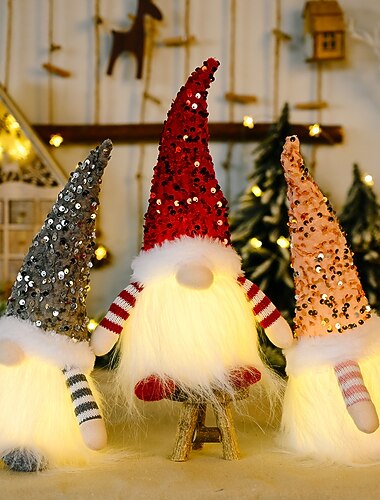  Gnomi natalizi in peluche con paillettes Babbo Natale svedese gnomi in peluche con cappello di paillettes decorazioni per elfi di Natale ornamenti per regalo di Ringraziamento decorazione da tavolo