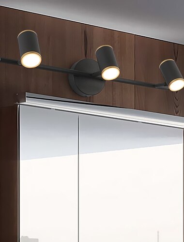  Frontspiegellampe LED-Badezimmer-Wandlampe Schwarz-Weiß Einfache 3-Kopf-verstellbare Garderoben-Korridor-Veranda-Lampe