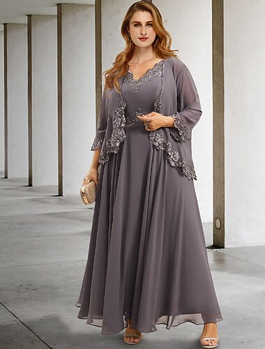  Twee Delige A-Lijn Bruiloft Gast Jurken Elegante Jurk Formele Thee Lengte Mouwloos V-Hals Chiffon met Applicaties 2025 gratis maat op maat