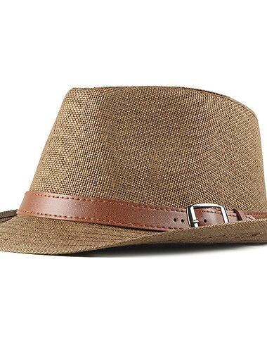  Herren Kentucky Derby Hut Strohhut Sonnenhut Panamahut Fedora-Trilby-Hut Schwarz Weiß Stroh Geflochten Einfach 1920er Jahre Mode Urlaub Straße Alltagskleidung Wochenende Einfarbig Tragbar Komfort
