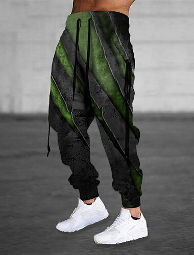  Herre Joggingbukser Jogger Bukser Snørelukning Elastisk Talje 3D-udskrivning Grafiske tryk Komfort Åndbart Sport & Udendørs Afslappet Daglig Bomuldsblanding Terry Gade Designer Rød Blå Mikroelastisk