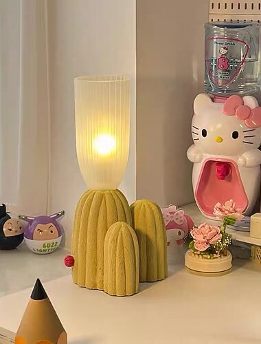  tischlampe kaktus grün weiß harz klarglas schreibtisch licht schlafzimmer nachttischlampe wohnkultur leuchten