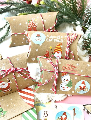  24pcs Sacos de Trato de Presente do Calendário do Advento de Natal DIY 2025 24 Dias de Contagem Regressiva do Natal Sacos de Doces para Crianças e Adultos Decorações de Natal