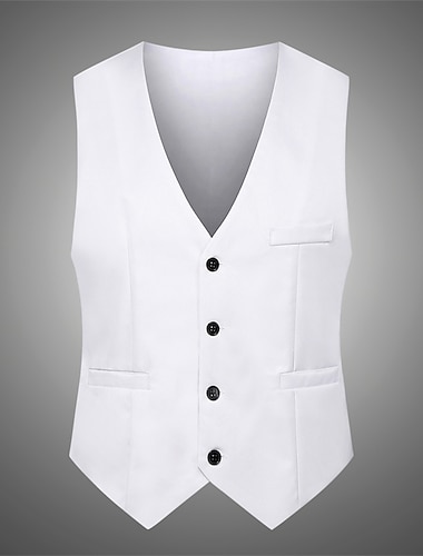  Homme Gilet Mariage Usage quotidien Sortie Festival Entreprise basique Automne hiver Poche Polyester Respirable Doux Confortable Couleur Pleine Boutonnage Simple Col V Standard Noir Crème Gris Rouge
