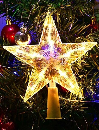  juletre stjerne topper lys led natt lys topper juletre ornamenter led til hjemme jul nyttår fest dekor ferie belysning aa batteristrøm