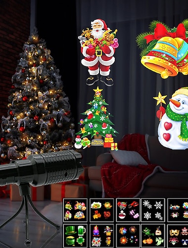  juleprojeksjonslys 12 hd mønstre aaa batteri jul halloween bursdag helgen patrick festival innendørs og utendørs atmosfære dekorativ lampe