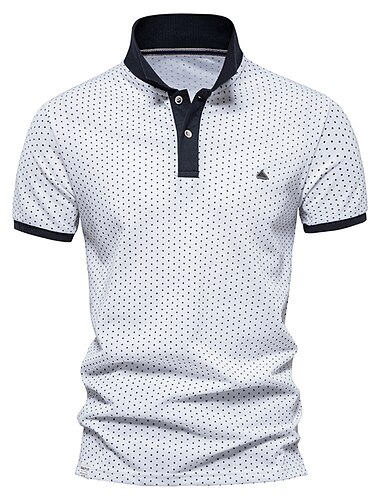  Hombre POLO Camiseta de golf Calle Casual Cuello de polo Manga Corta Casual Cómodo A Lunares Botón frontal Abotonar Verano Primavera Ajuste regular Blanco Amarillo Verde Trébol Azul claro POLO