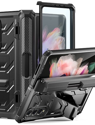 Θήκη τηλεφώνου για Samsung Galaxy Z Fold 4 Z Fold 3 Σαγματοποιού Θήκη Θέση Μολυβιού Μαγνητική Αναστρέψιμη Μονόχρωμη Σιλικόνη