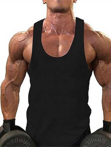  Herren Tank Top Shirt Unterhemden Ärmelloses Hemd Einfarbig Rundhalsausschnitt EU- / US-Größe Sport Fitnessstudio Ärmellos Bekleidung Muskel