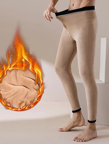  Hombre Long Johns Ropa interior térmica Pantalones Térmicos Color puro Medias / Leggings Hogar Diario Forro Polar Templado Pantalón Cintura elástica Invierno Gris Oscuro