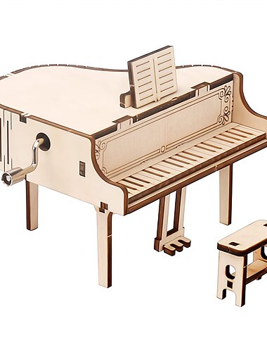  Quebra-cabeças 3d para adultos crianças caixa de música diy - manivela de piano caixa musical gravada construção de madeira kits diy para adultos presente de exibição de mesa para meninos/meninas