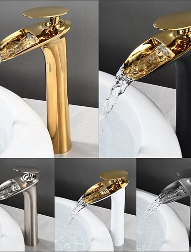  cascade salle de bain évier mitigeur haut, mono lavabo monocommande robinets montés sur le pont, salle d'eau avec tuyau d'eau chaude et froide monobloc vasque robinet en laiton