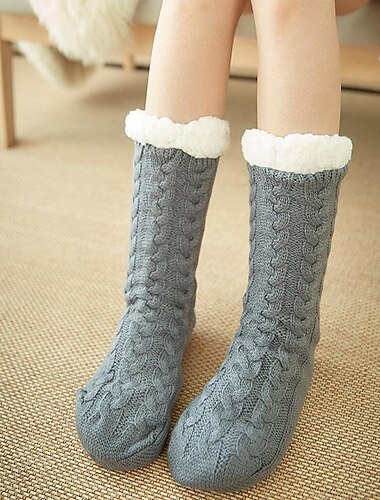  calcetines de punto push para hombres y mujeres, calcetines cálidos, suaves y esponjosos, calcetines gruesos y acogedores, calcetines navideños de invierno para mujeres, 6 o 5 pares