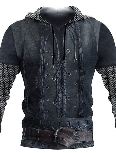 Hombre Graphic Armadura Sudadera Sudaderas Sudadera Manga Larga Sudadera con capucha Con Capucha Vintage Impresión 3D Casual Diario Festivos Negro Rosa Acordonado Otoño Primavera & Otoño Diseñador