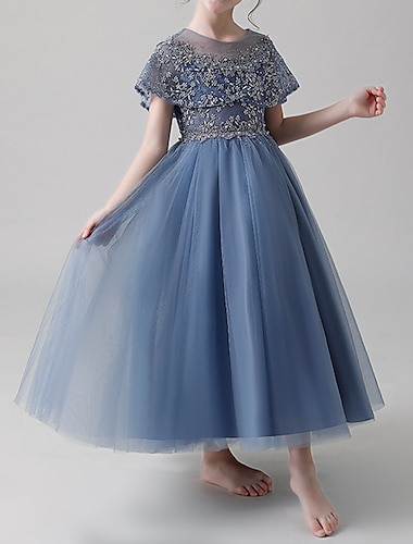  Princesa Vestido Midi Vestido de Niña Florista Pompa lindo vestido de fiesta Encaje con Pétalo Ajuste 3-16 años