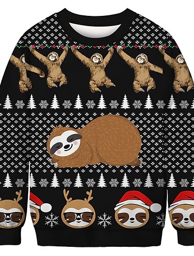  Jul julenissen Genser Pullover Morsom julegenser Animé 3D-utskrift 3D Graphic Til Par Herre Dame Voksne Jul Karneval Maskerade 3D-utskrift