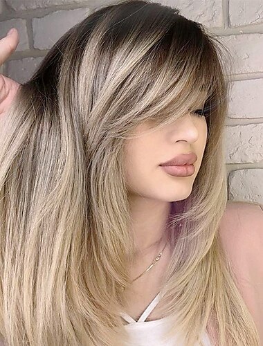  lange gestufte Perücken schmeichelnde Frisurperücken glänzende blonde Perücken mit tiefen Wurzeln Perücken für kaukasische Frauen für die tägliche Party Weihnachtsfeier-Perücken