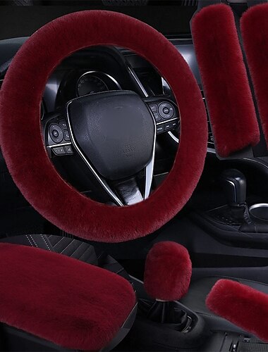  6 teile/satz flauschige faux wolle auto lenkrad abdeckung pelzigen sicherheitsgurt schulterpolster auto mittelkonsole armlehnenpolster schaltknauf abdeckung handbremse abdeckung universal warm winter