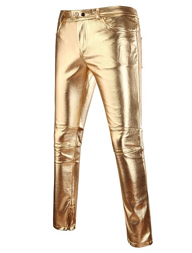  Herren Jogginghose Jogger Hose Hosen Lederhose Kunstlederhose Freizeithose Tasche Feste Farbe Komfort Atmungsaktiv Festtage Klub Strassenmode Sport Modisch Silber Schwarz Mikro-elastisch