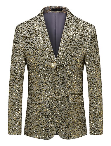  blazer jakke for menn blazer motefest retro ensfarget sølv gull standard passform enkeltspent enknapp