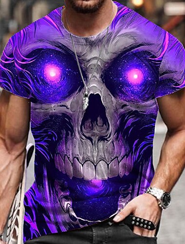  Voor heren Uniseks Doodskoppen Grafische prints T-shirt halloween-overhemd Korte mouw T-shirt 3D-afdrukken Strakke ronde hals Overhemd Sport Ontwerper Casual Buiten Straat Dagelijks Geel Blozend Roze