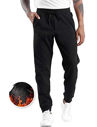  Herren Fleecehosen Jogginghose Trainingshose Jogginghose Jogger Winterhose Hose Hosen Seitentaschen Elastische Taille Vlies Feste Farbe Komfort Warm Täglich Brautkleider schlicht Marineblau Aprikose