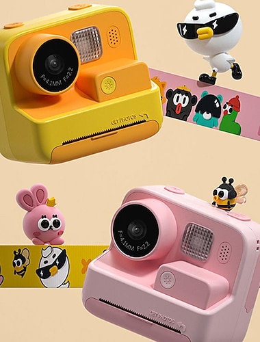  bambini macchina fotografica di stampa istantanea macchina fotografica di stampa termica 1080p hd macchina fotografica digitale con 3 rotoli di carta di stampa video foto per i bambini giocattoli