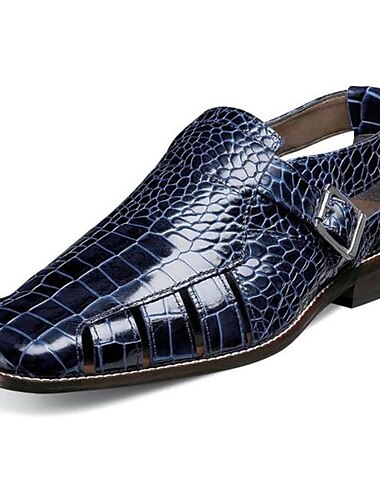  Herren Ledersandalen geschlossene Zehensandalen Krokodil-Print Fischersandalen Walking Casual British Hochzeit Büro & Karriere Schnallenschuhe Schwarz Gelb Blau Sommer Frühling